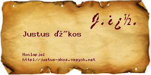 Justus Ákos névjegykártya